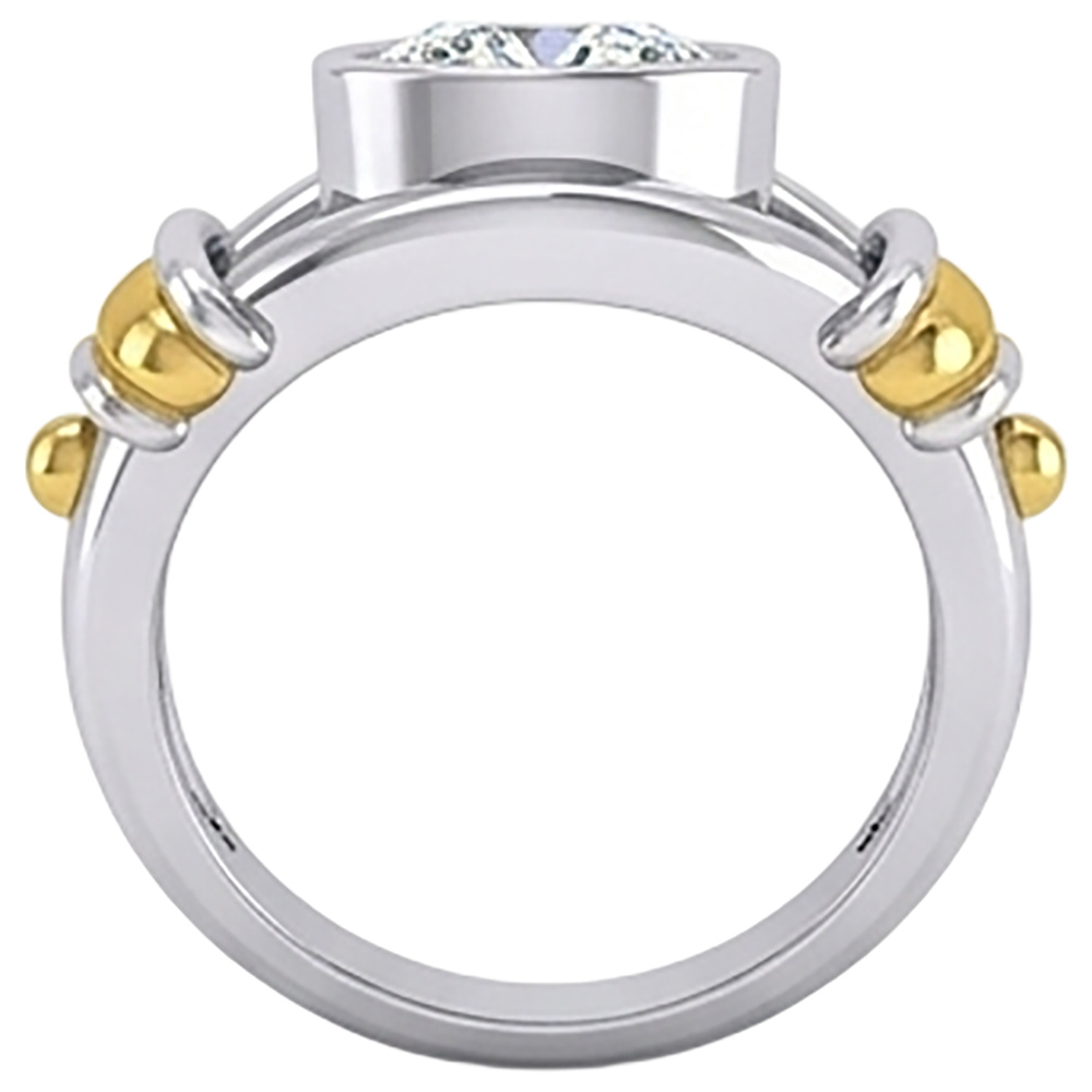 Zweifarbiger echter Solitärring für Herren mit 2 Karat Aus der Erde Abgebauter Natürlicher Diamanten