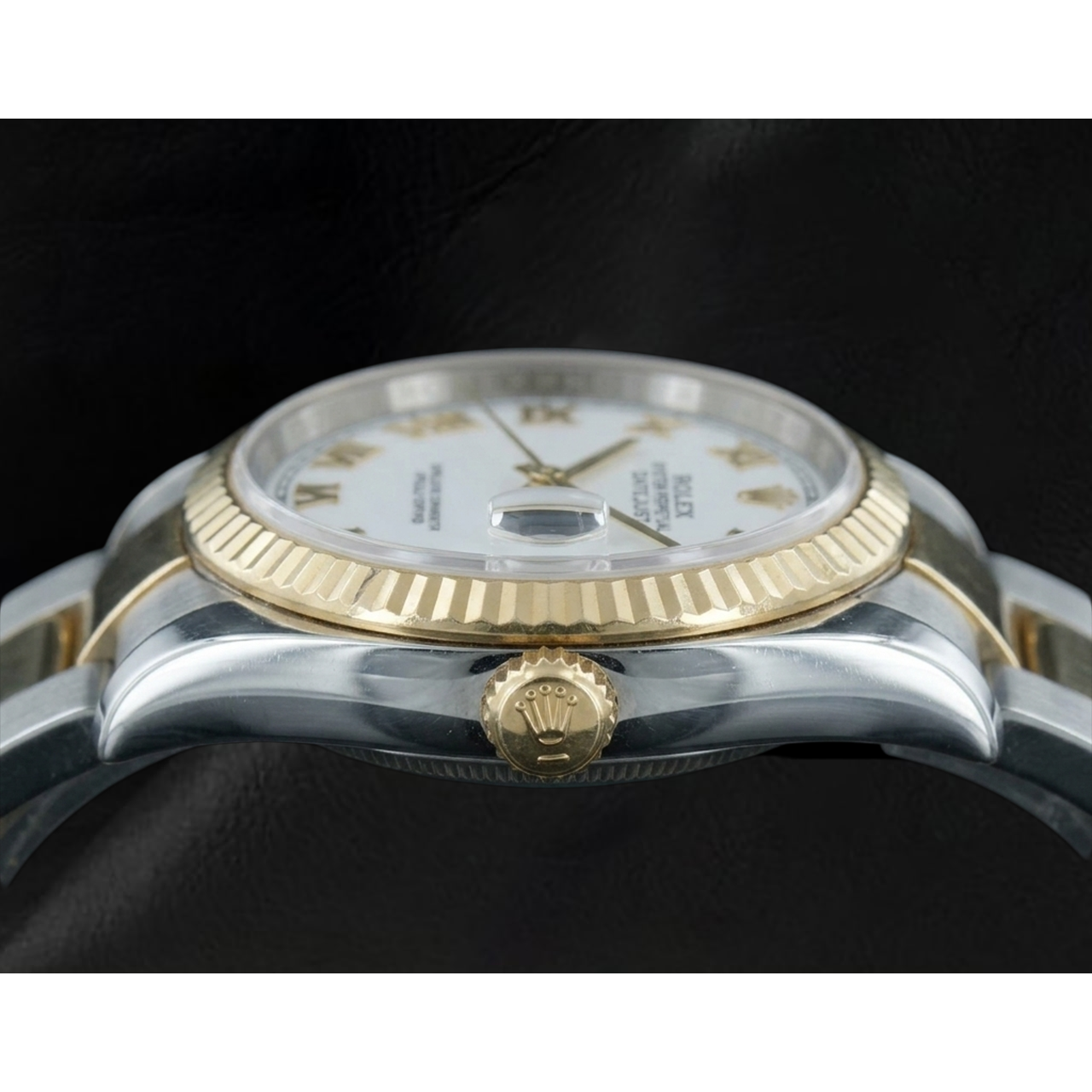 Zweifarbiges Auster-Armband Rolex Datejust 36 mm Herrenuhr weißes Zifferblatt schnell eingestellt