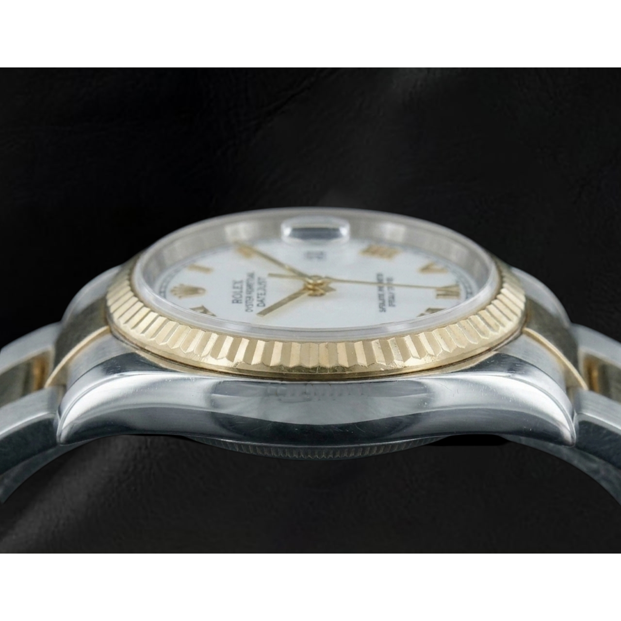 Zweifarbiges Auster-Armband Rolex Datejust 36 mm Herrenuhr weißes Zifferblatt schnell eingestellt