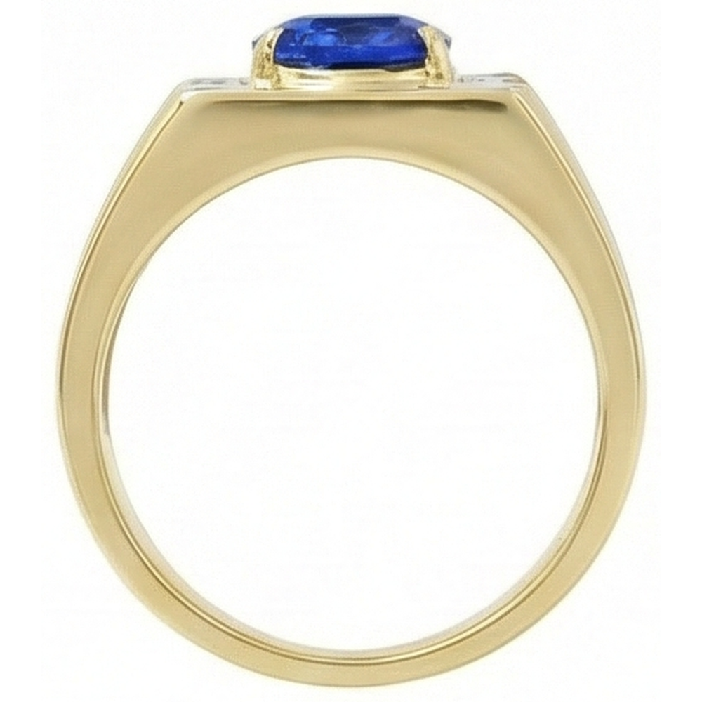 Zweifarbiges Gold 14K Ovaler Saphir & Runder Aus der Erde Abgebauter Natürlicher Diamant Ring 2.31 ct.