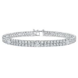 Zweireihiges Echt Diamantarmband Krappenset Rundschliff 10 Karat WG 14K