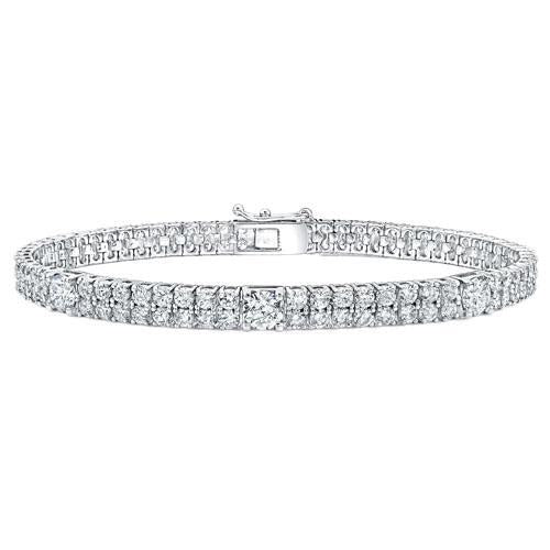 Zweireihiges Echt Diamantarmband Krappenset Rundschliff 10 Karat WG 14K