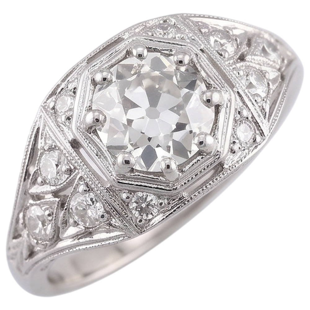 alter Bergmann Aus der Erde Abgebauter Natürlicher Diamantring 2 Karat Weißgold 14K