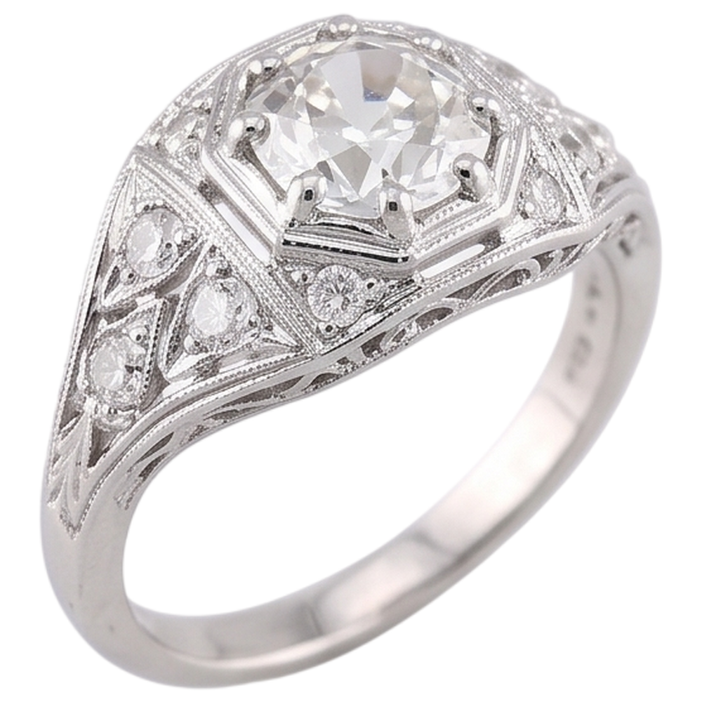 alter Bergmann Aus der Erde Abgebauter Natürlicher Diamantring 2 Karat Weißgold 14K