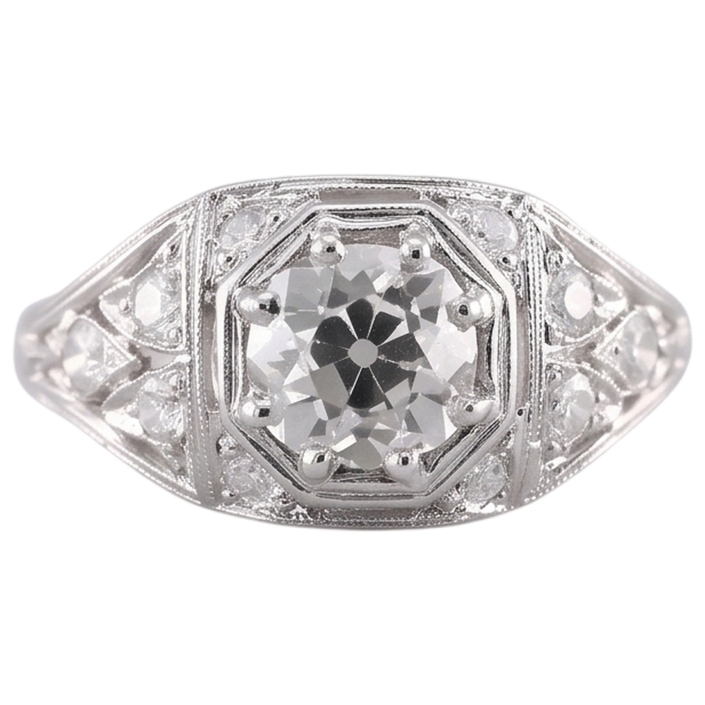 alter Bergmann Aus der Erde Abgebauter Natürlicher Diamantring 2 Karat Weißgold 14K