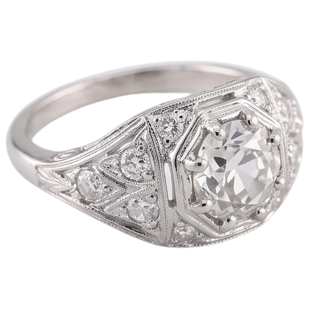 alter Bergmann Aus der Erde Abgebauter Natürlicher Diamantring 2 Karat Weißgold 14K