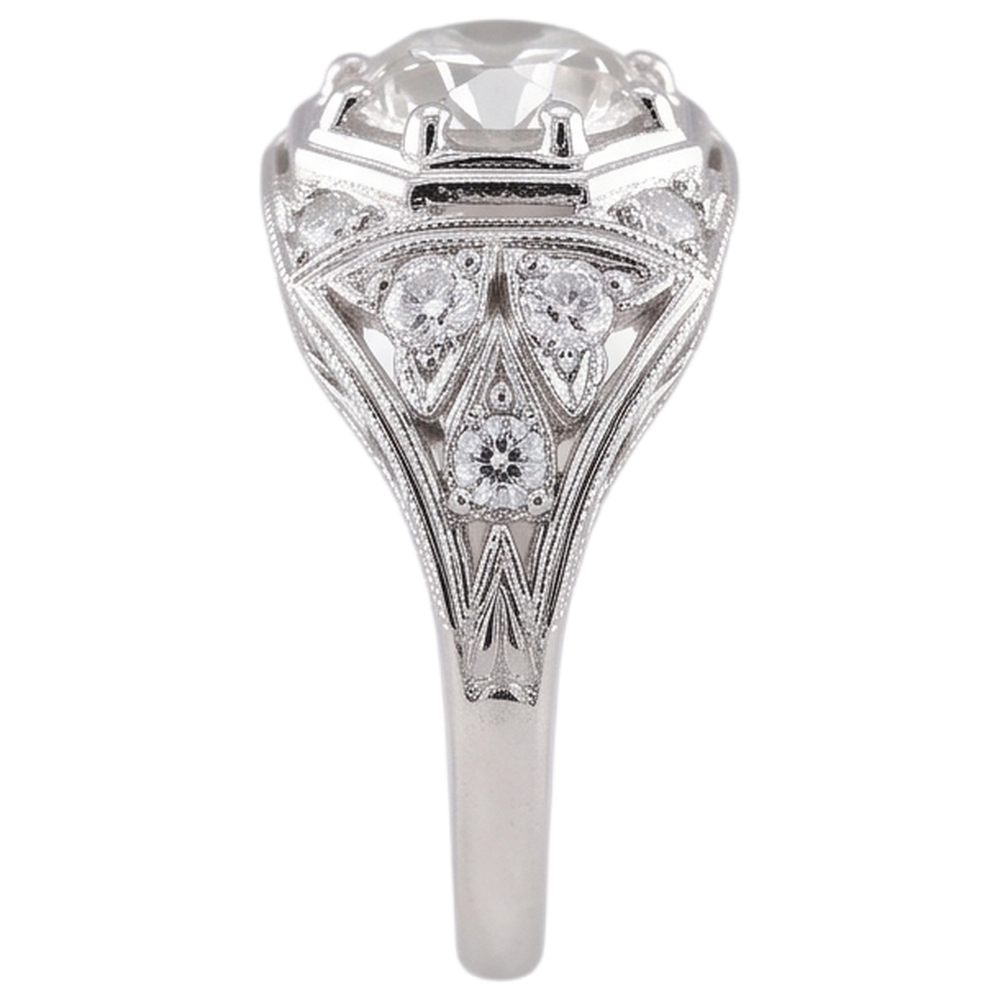 alter Bergmann Aus der Erde Abgebauter Natürlicher Diamantring 2 Karat Weißgold 14K