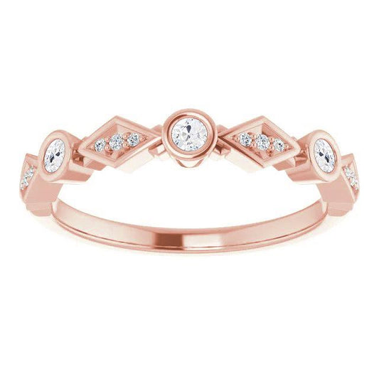 alter Bergmann Echt Diamant Halbe Ewigkeit Band 2.25 Karat Lünette Set Roségold