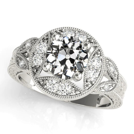 alter Bergmann Echt Diamant Halo Ring Milgrain Antique Style 3.25 Karat