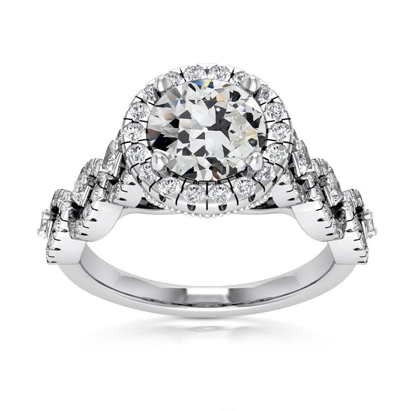 alter Bergmann Echt Diamant Halo Ring Pave Infinity Style Gold 7.50 Karat
