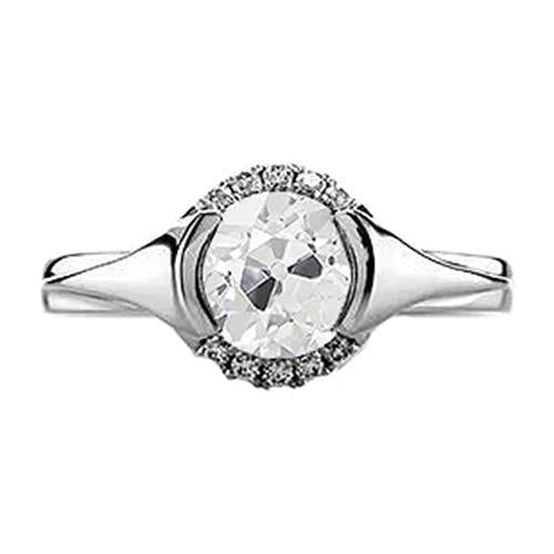 alter Bergmann Echt Diamant Halo Ring halbe Lünette 1,50 Karat Damenschmuck