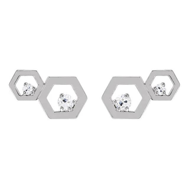 alter Bergmann Echt Diamant Ohrstecker 1.50 Karat Hexagon Form 2 Steinschmuck
