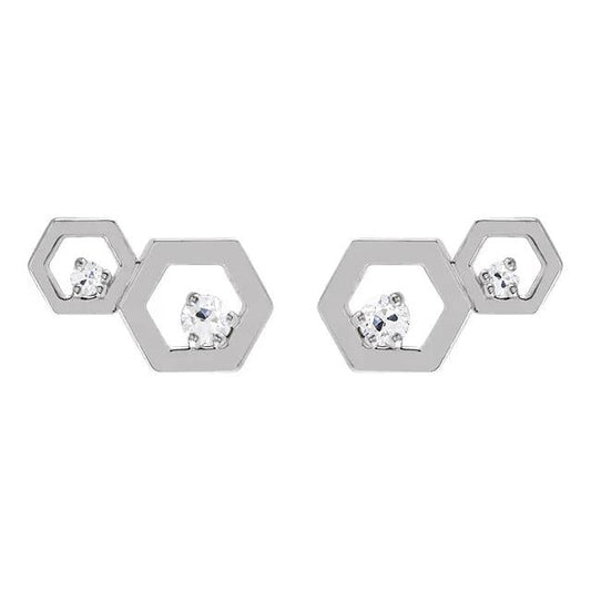 alter Bergmann Echt Diamant Ohrstecker 1.50 Karat Hexagon Form 2 Steinschmuck