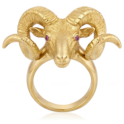 Herren Widder Edelstein-Ring – Amethyst 0,10 Karat 14 Karat