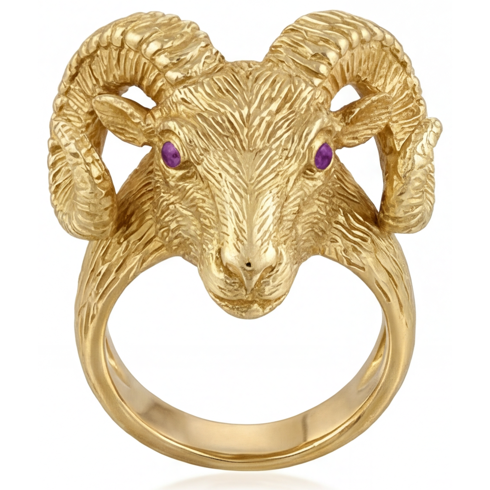 Amethyst Brillantschliff Edelstein-Ring in 14 Karat Gelbgold – Hauptansicht