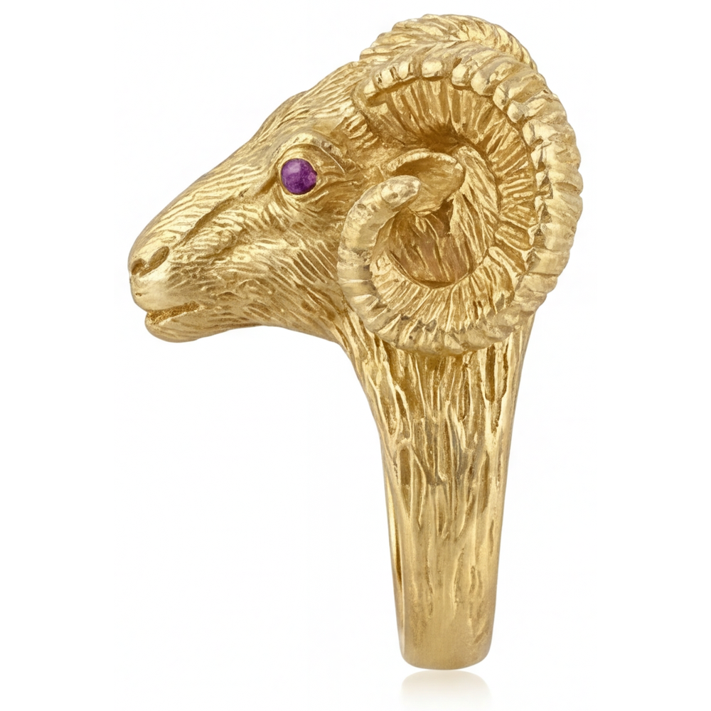 Brillantschliff Amethyst Ring in 14 Karat Gelbgold – Profilansicht