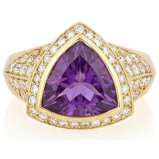 Amethyst Farbstein-Ring 8-Karat 14K Gelbgold – Hauptansicht