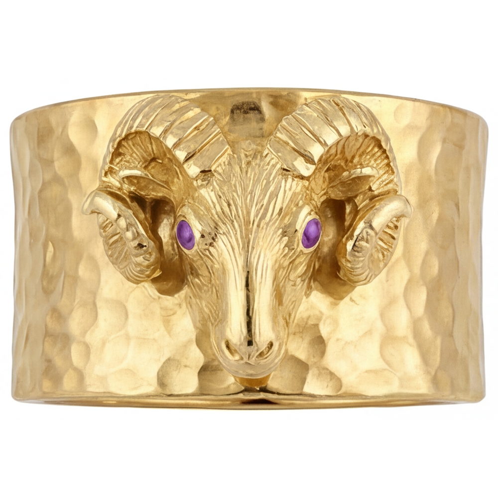 Natürlicher Amethyst Männer-Ring 0,05 Karat 14K Gelbgold – Hauptansicht