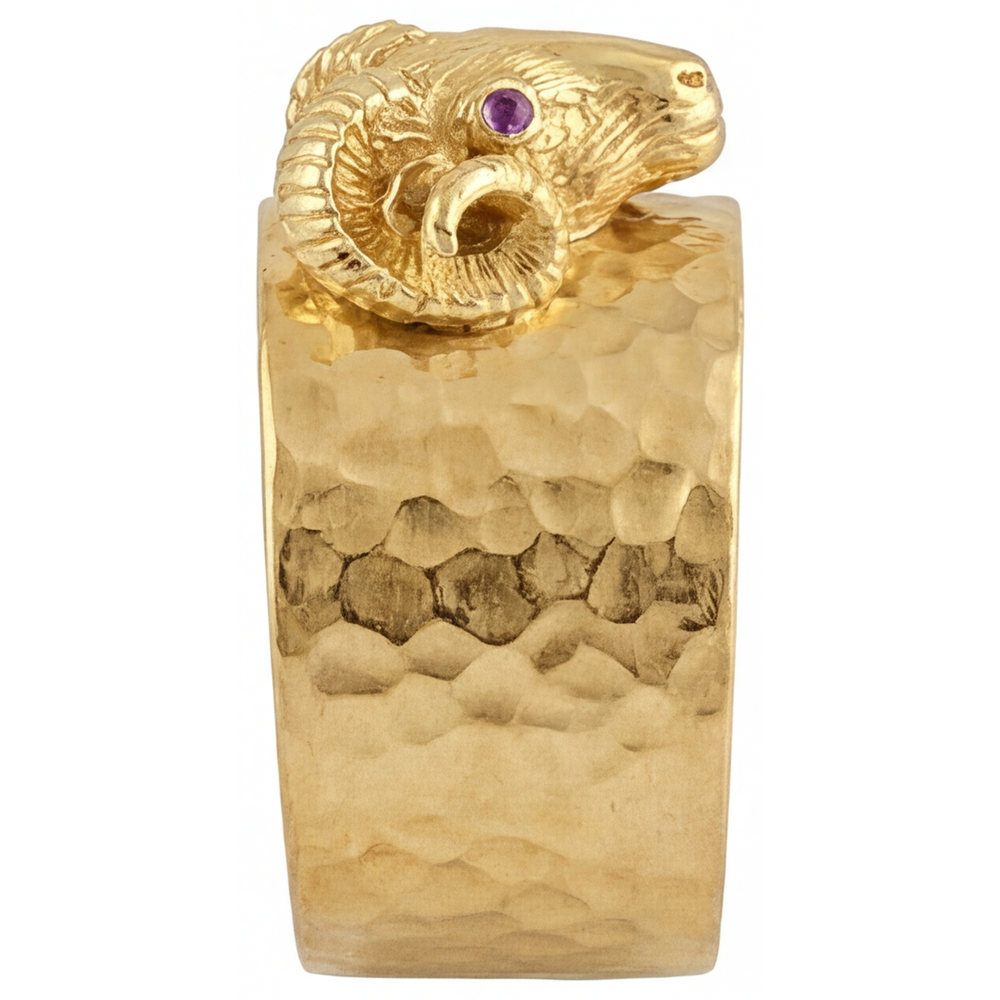 Natürlicher Amethyst Männer-Ring 0,05 Karat 14K Gelbgold – Profilansicht