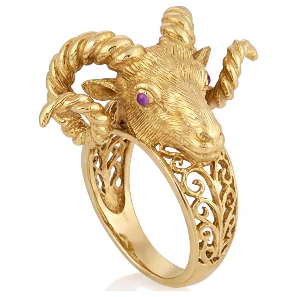 Schmuckstein-Ring 14K Gelbgold mit Amethyst – Seitenansicht