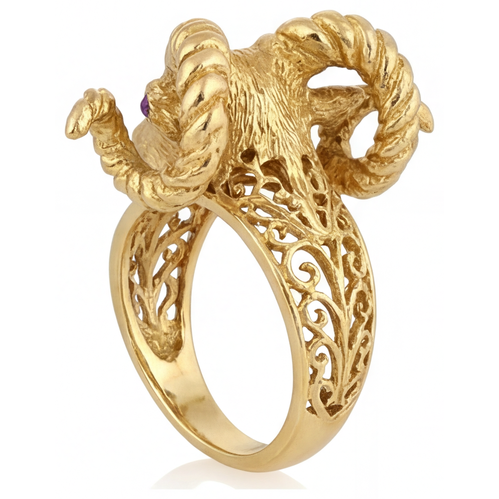 Schmuckstein-Ring 14K Gelbgold mit Amethyst – Profilansicht