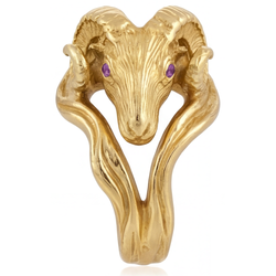 Luxuriöser Schmuckstein-Ring mit Widderkopf Amethyst – 0,10 Karat
