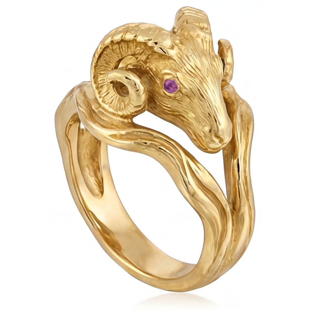 Amethyst Schmuckstein-Ring 0,10-Karat 14K Gelbgold – Frontansicht