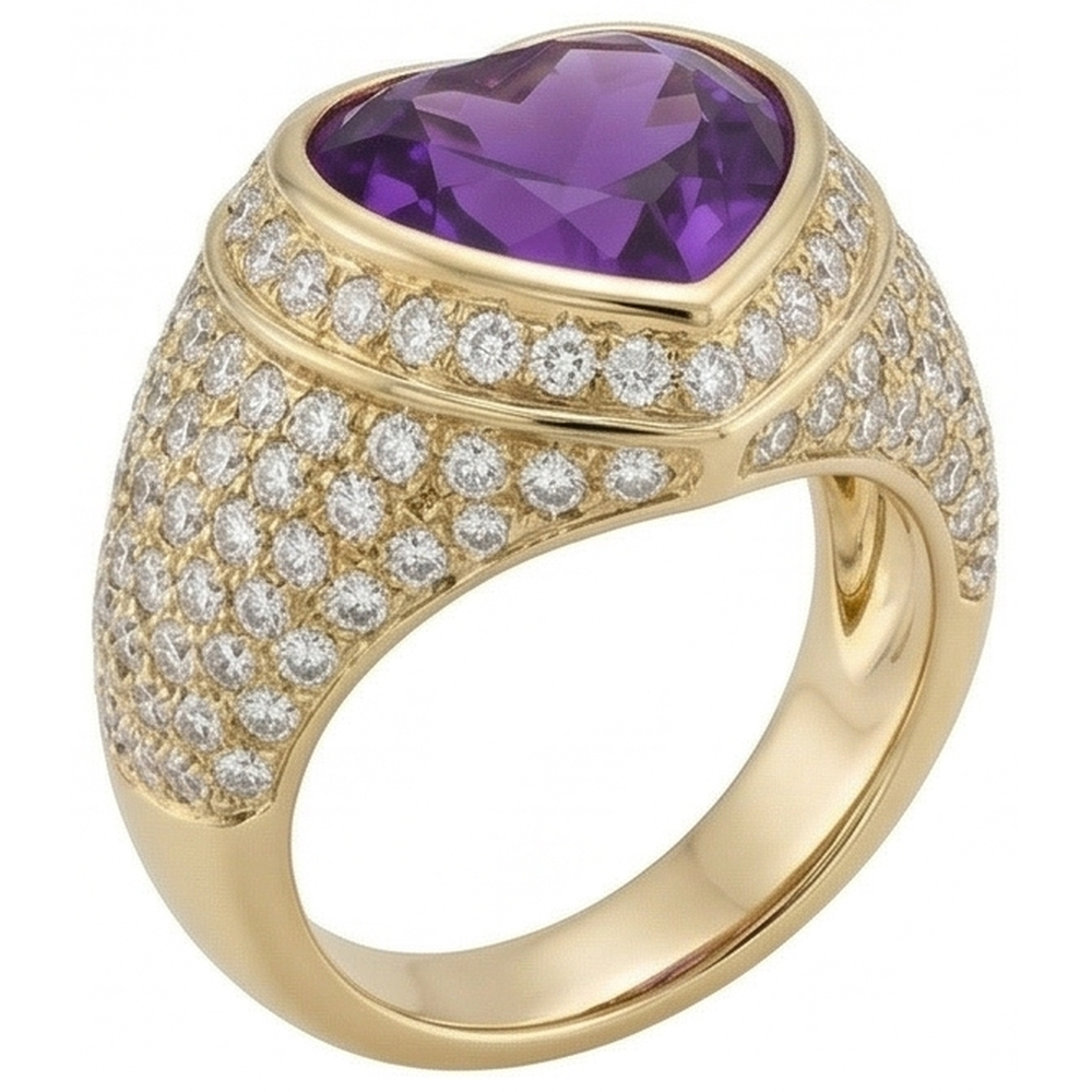 Premium Schmuckstein-Ring 10 Karat – Schrägansicht