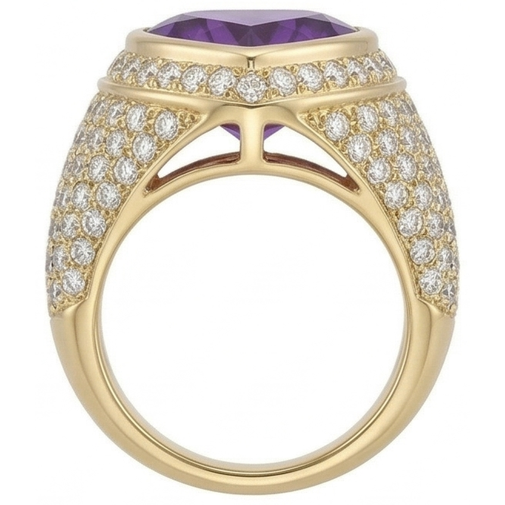 Authentischer Amethyst Schmuckstein-Ring – Rückansicht