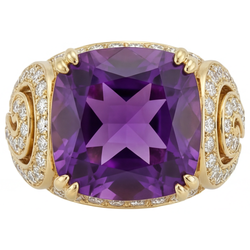 Amethyst VVS Reinheit Schmuckstein-Ring 10 Karat in 14K Gelbgold