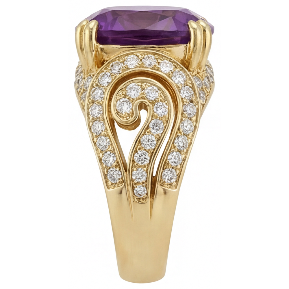Stilvoller Schmuckstein-Ring 10 Karat – Schrägansicht