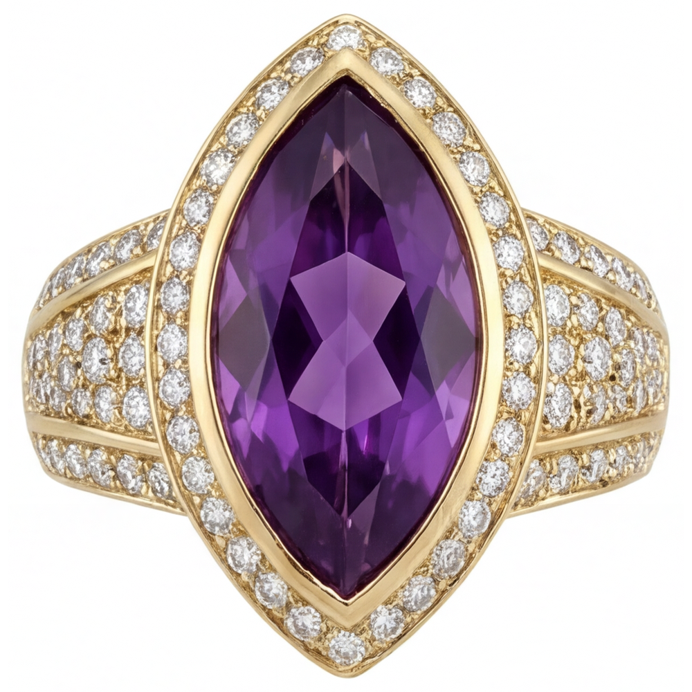 Erdgewonnener Amethyst Schmuckstein-Ring – Hauptansicht