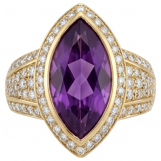 Erdgewonnener Amethyst Schmuckstein-Ring – Hauptansicht