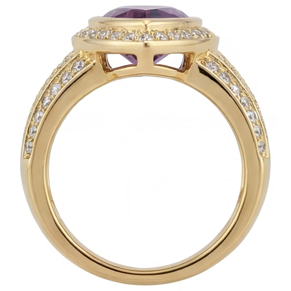 Amethyst Schmuckstein-Ring 9,50-Karat 14K Gelbgold – Profilansicht