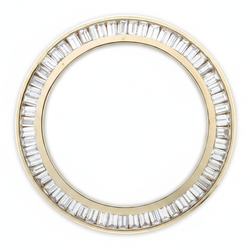 Baguette-Diamant-Uhrenlünette 1,5 Karat 28 mm passend für Rolex Datejust Echt Natürlich 14 Karat Gelbgold Kanalfassung