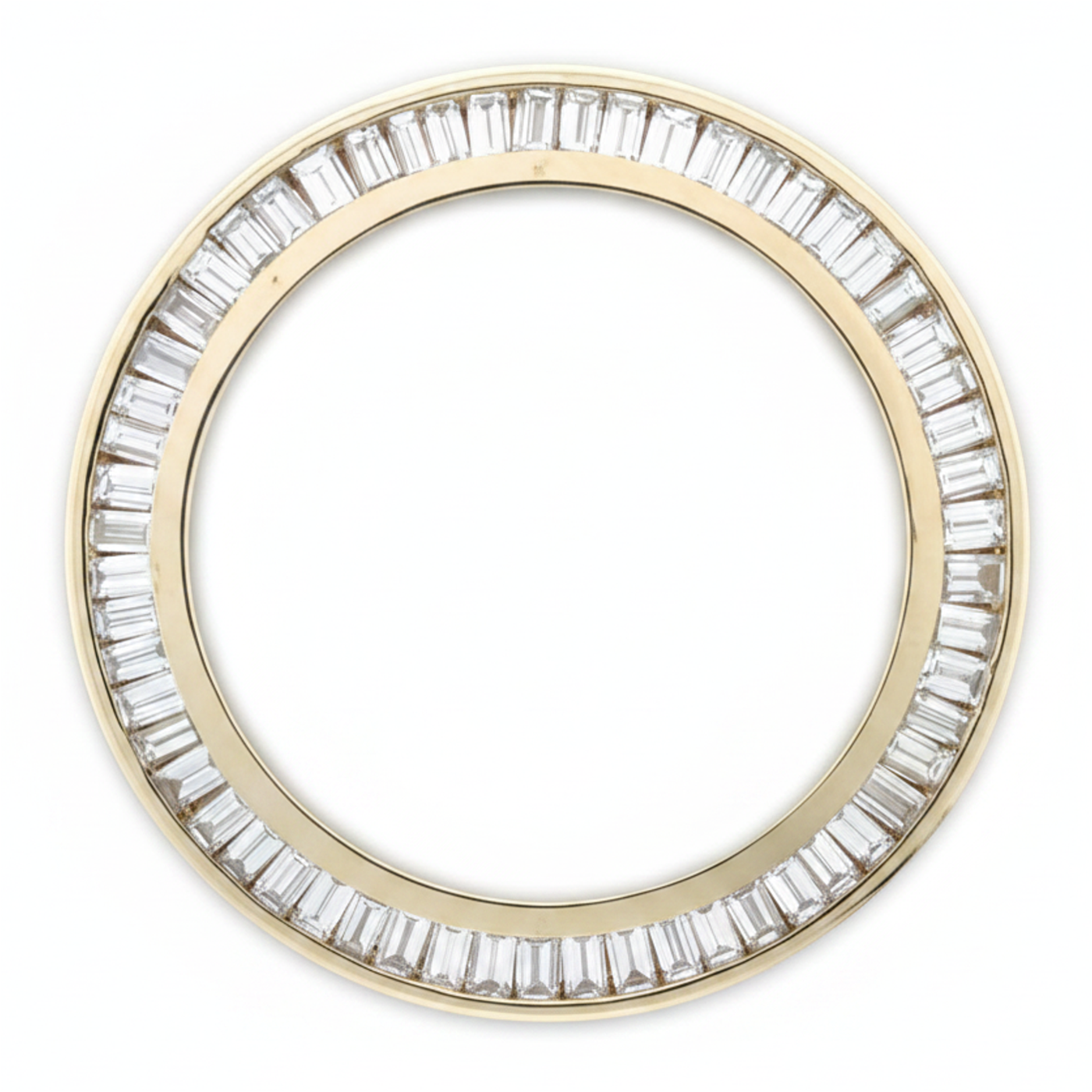 Baguette-Diamant-Uhrenlünette 1,5 Karat 28 mm passend für Rolex Datejust Echt Natürlich 14 Karat Gelbgold Kanalfassung