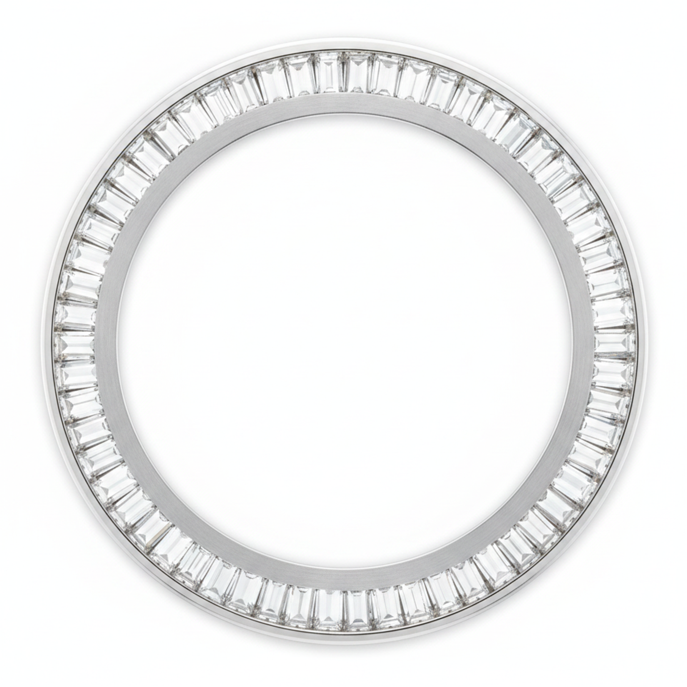 Baguette-Diamant-Uhrenlünette 2 Karat 28 mm passend für Rolex Datejust Echte natürliche Edelstahl-Kanalfassung