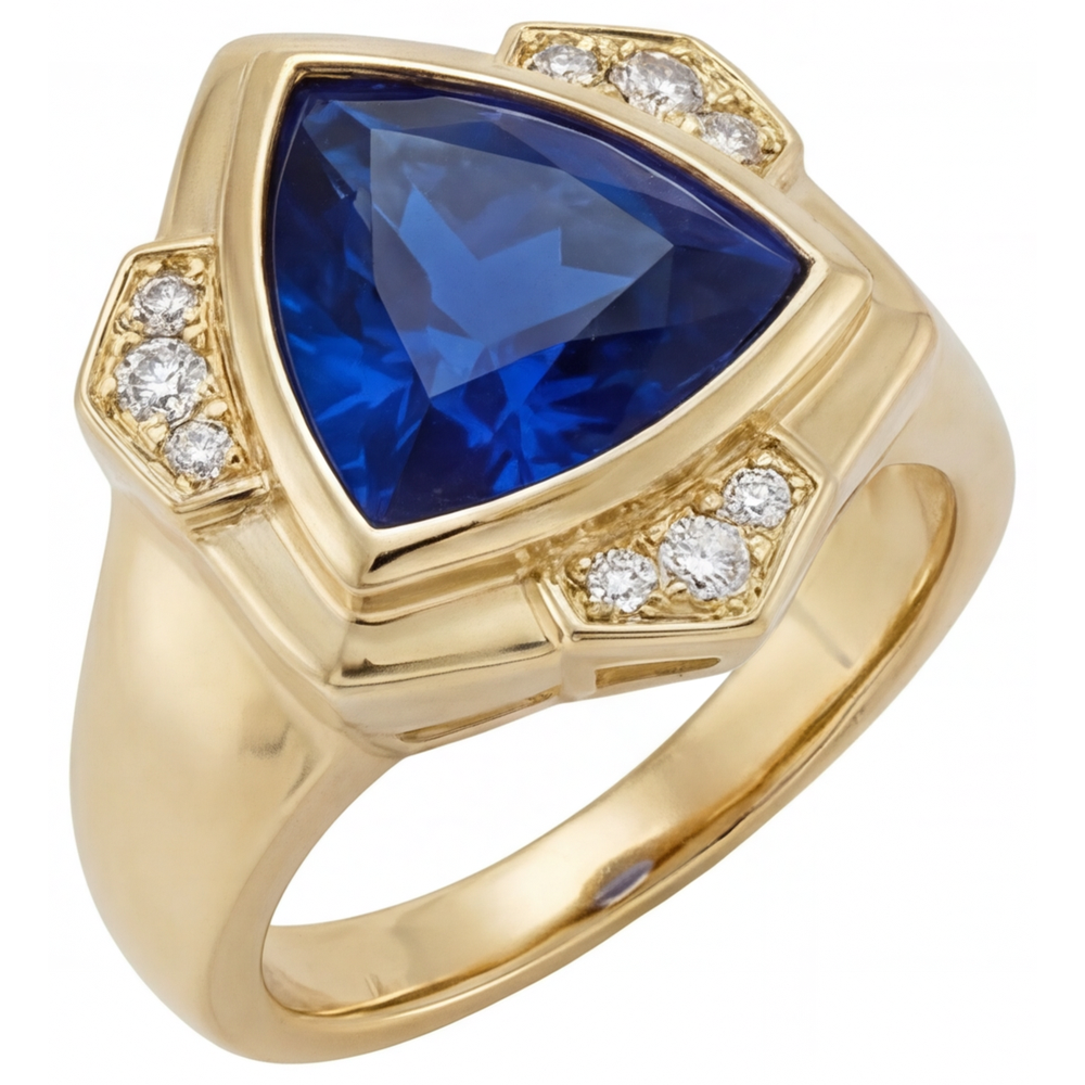Luxuriöser Blauer Saphir Edelschmuck 5,5 Karat – Seitenansicht