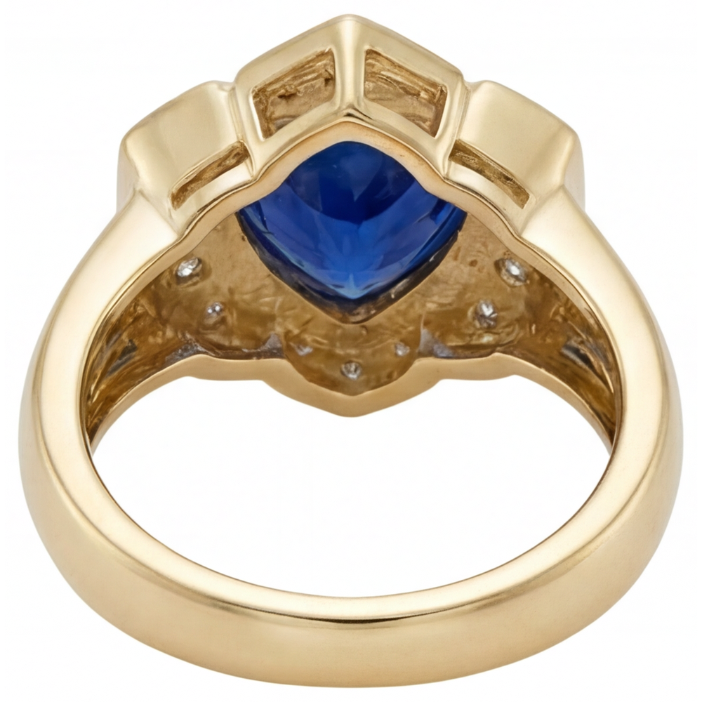 Luxuriöser Blauer Saphir Edelschmuck 5,5 Karat – Rückansicht