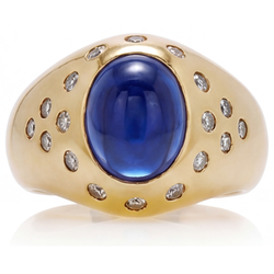 Erdgewonnener Cabochon Blauer Saphir Edelstein-Ring 5 Karat