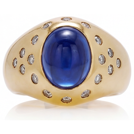 Blauer Saphir Edelstein-Ring 5-Karat 14K Gelbgold – Hauptansicht