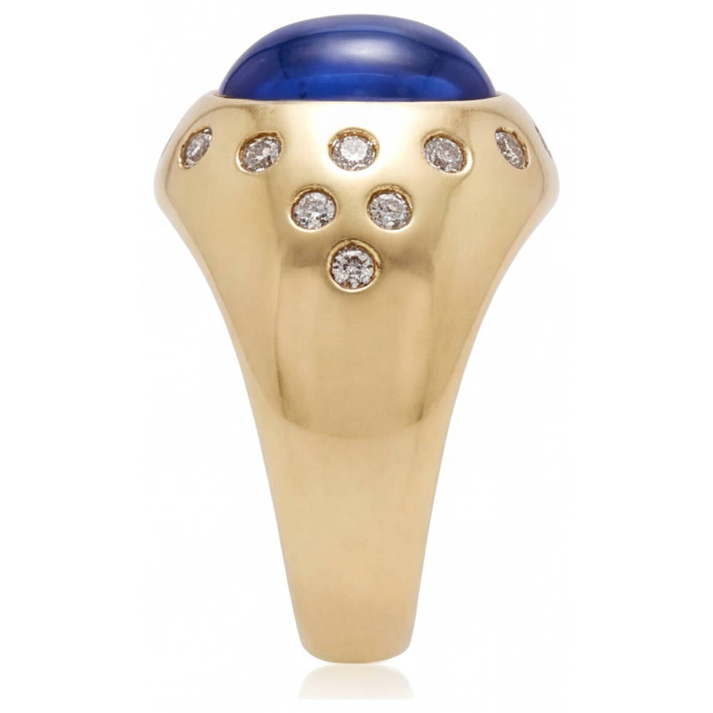 Designer Blauer Saphir Edelstein-Ring 5 Karat – Seitenansicht