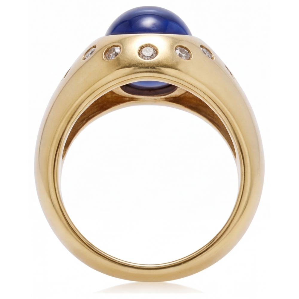 Edelstein-Ring 14K Gelbgold mit Blauer Saphir – Schrägansicht