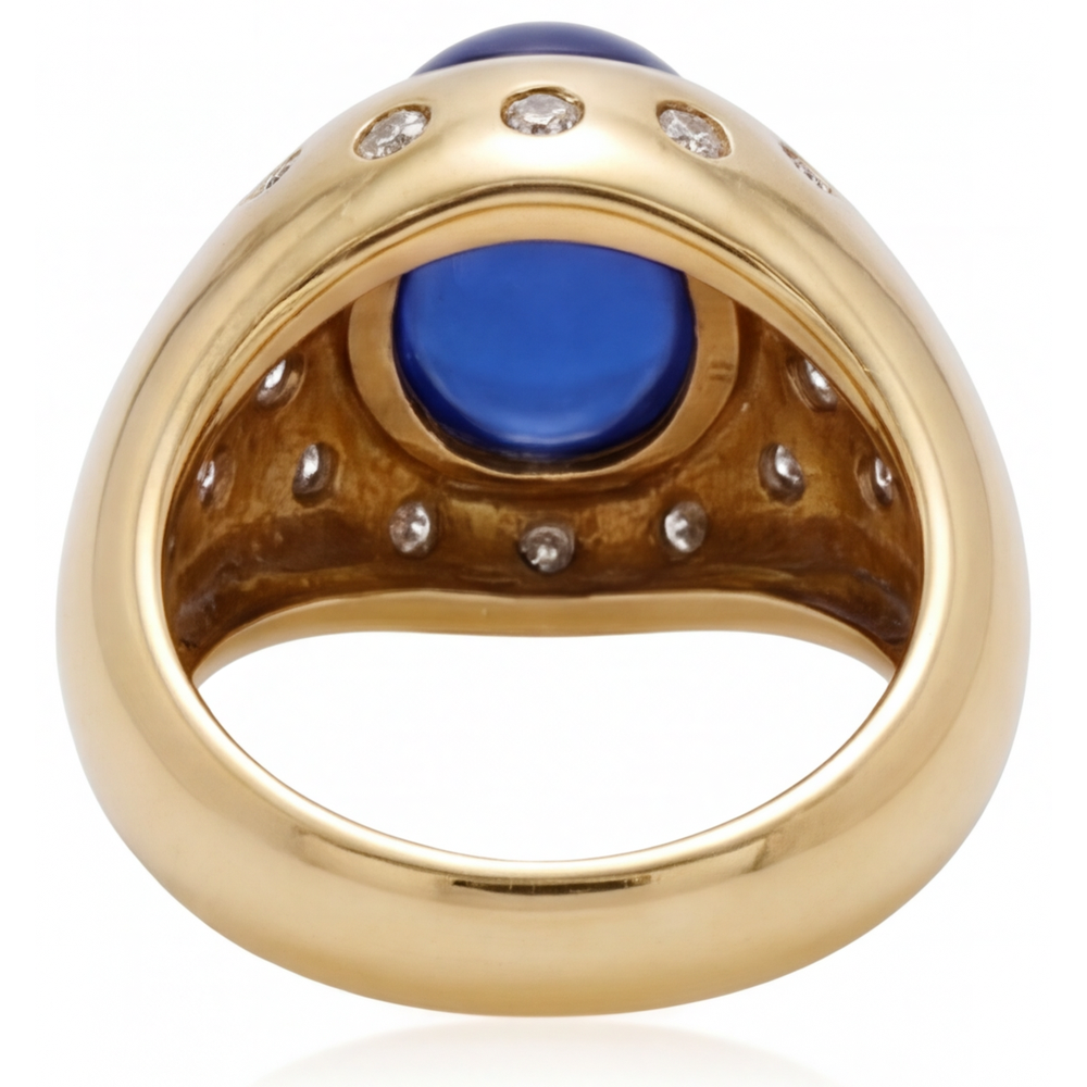 Erdgewonnener Blauer Saphir Edelstein-Ring – Profilansicht
