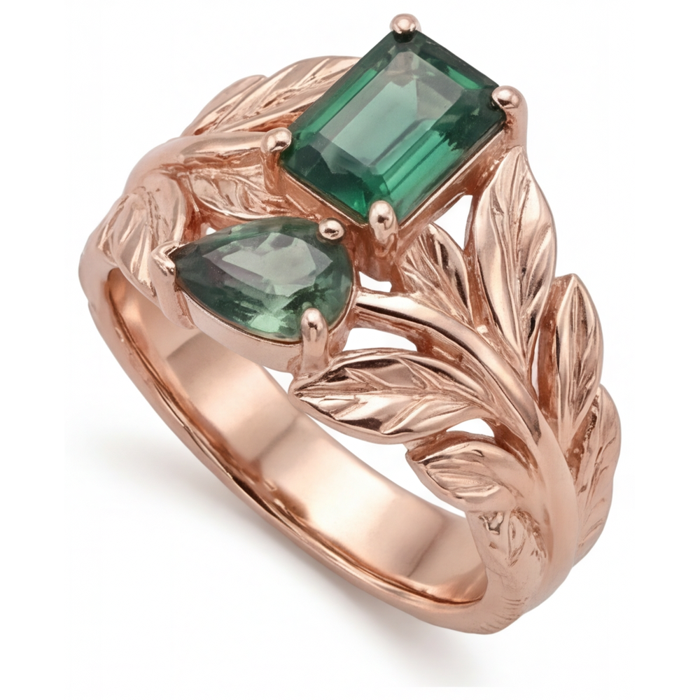 Erdgewonnener Blauer Saphir Farbstein-Ring 2,50 Karat 14 Karat Roségold – Frontansicht