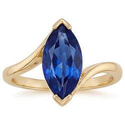 Echter Blauer Saphir Schmuckstein-Ring 3 Karat – 14K Gelbgold