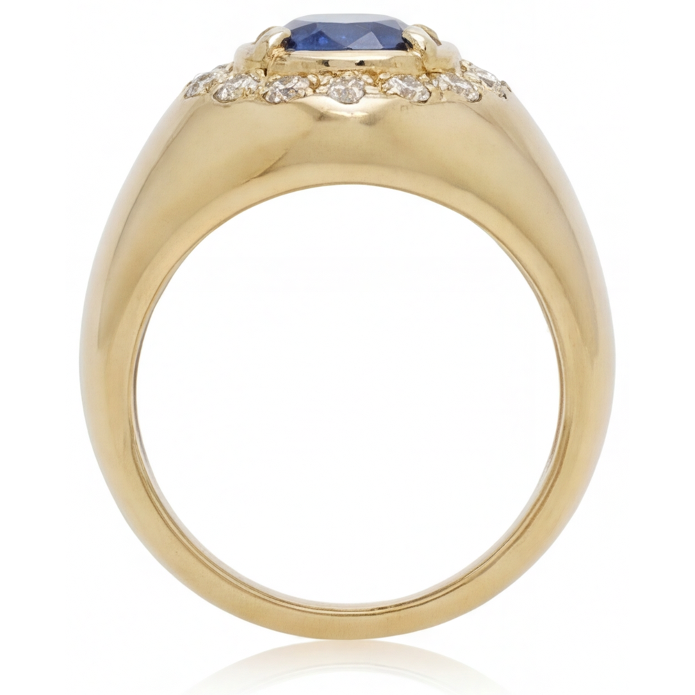 Blauer Saphir Birnen-Schliff Schmuckstein-Ring in 14 Karat Gelbgold – Draufsicht