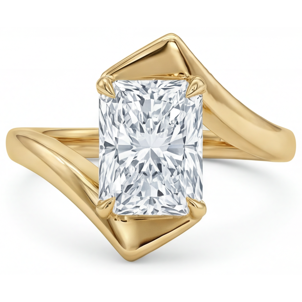 Brillant Einzelstein-Ring 2-Karat 14K Gelbgold – Hauptansicht