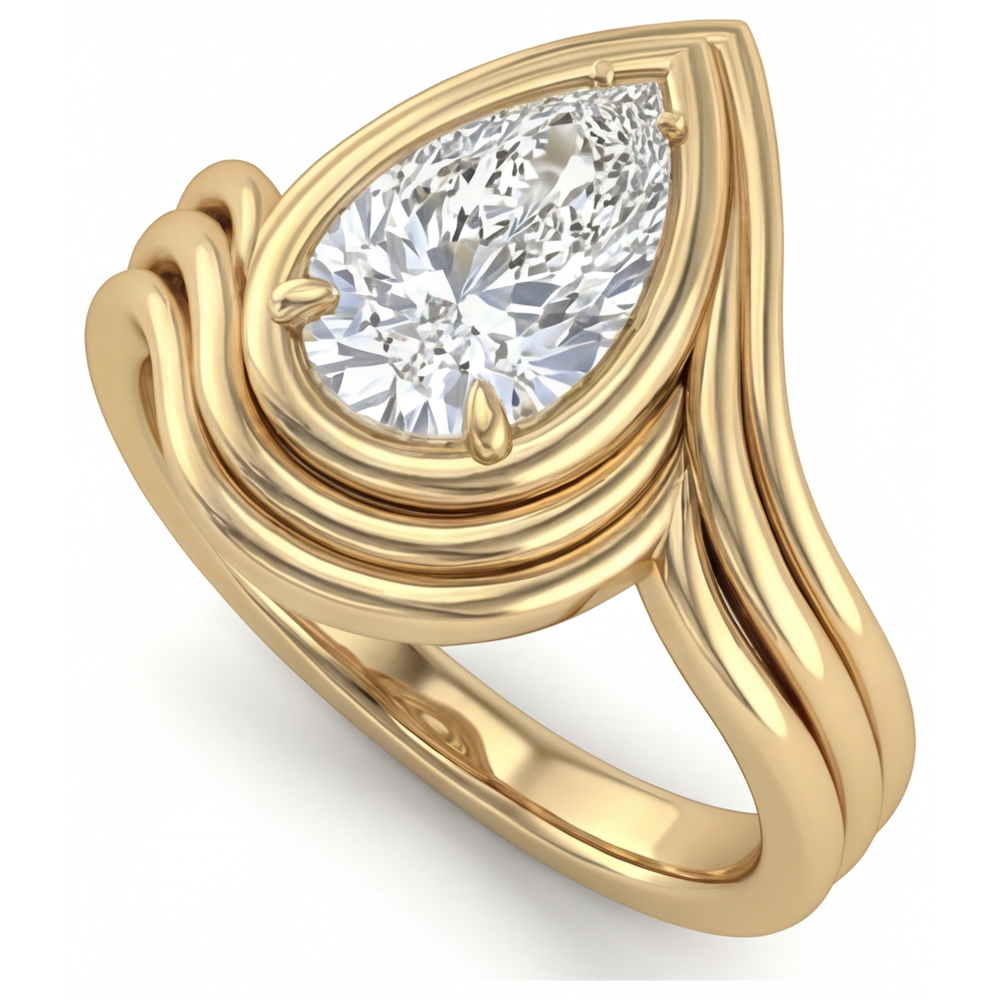 Brillant Einzelstein-Ring 2,50-Karat 14K Gelbgold – Schrägansicht