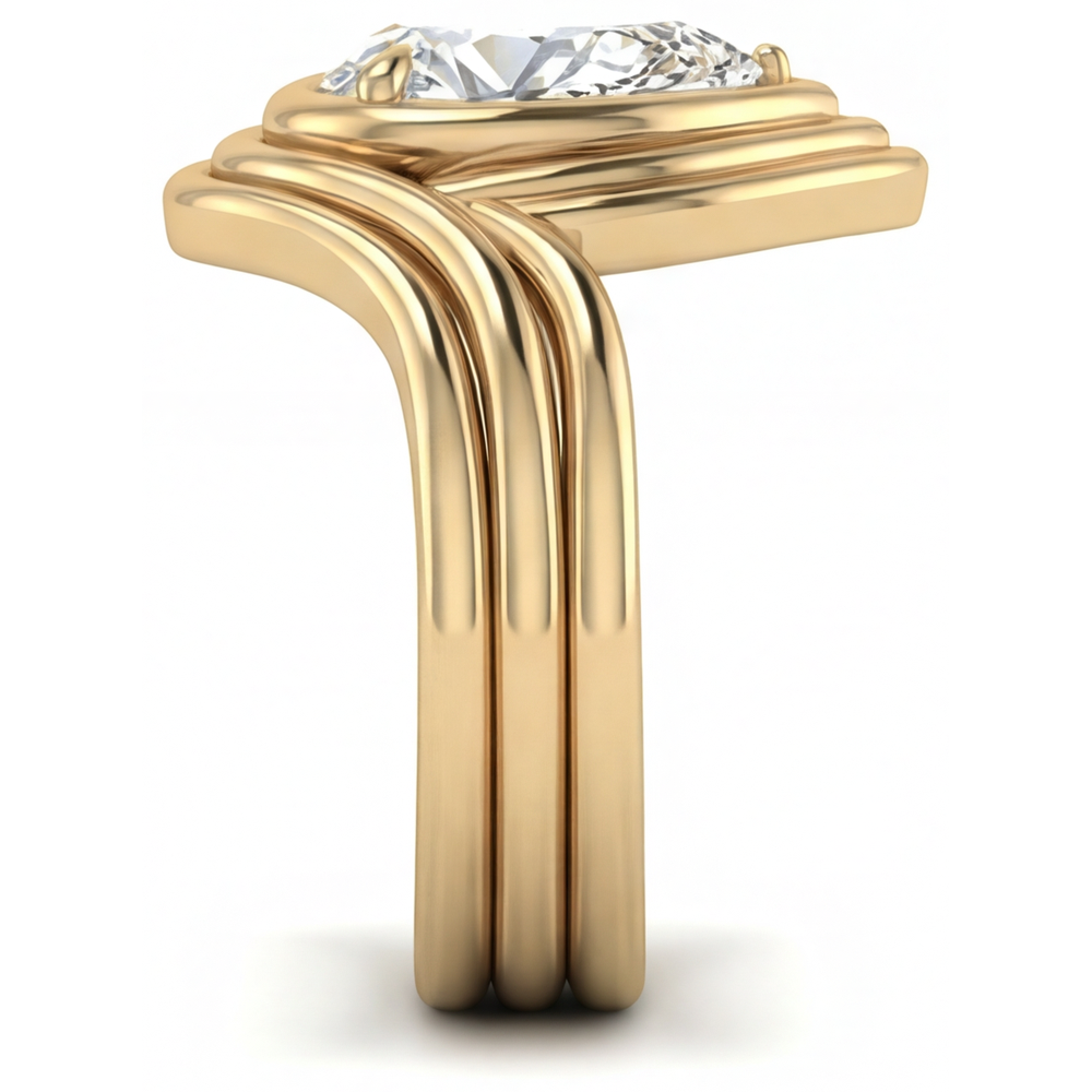Tropfen-Schliff Brillant Ring in 14K Gelbgold – Profilansicht